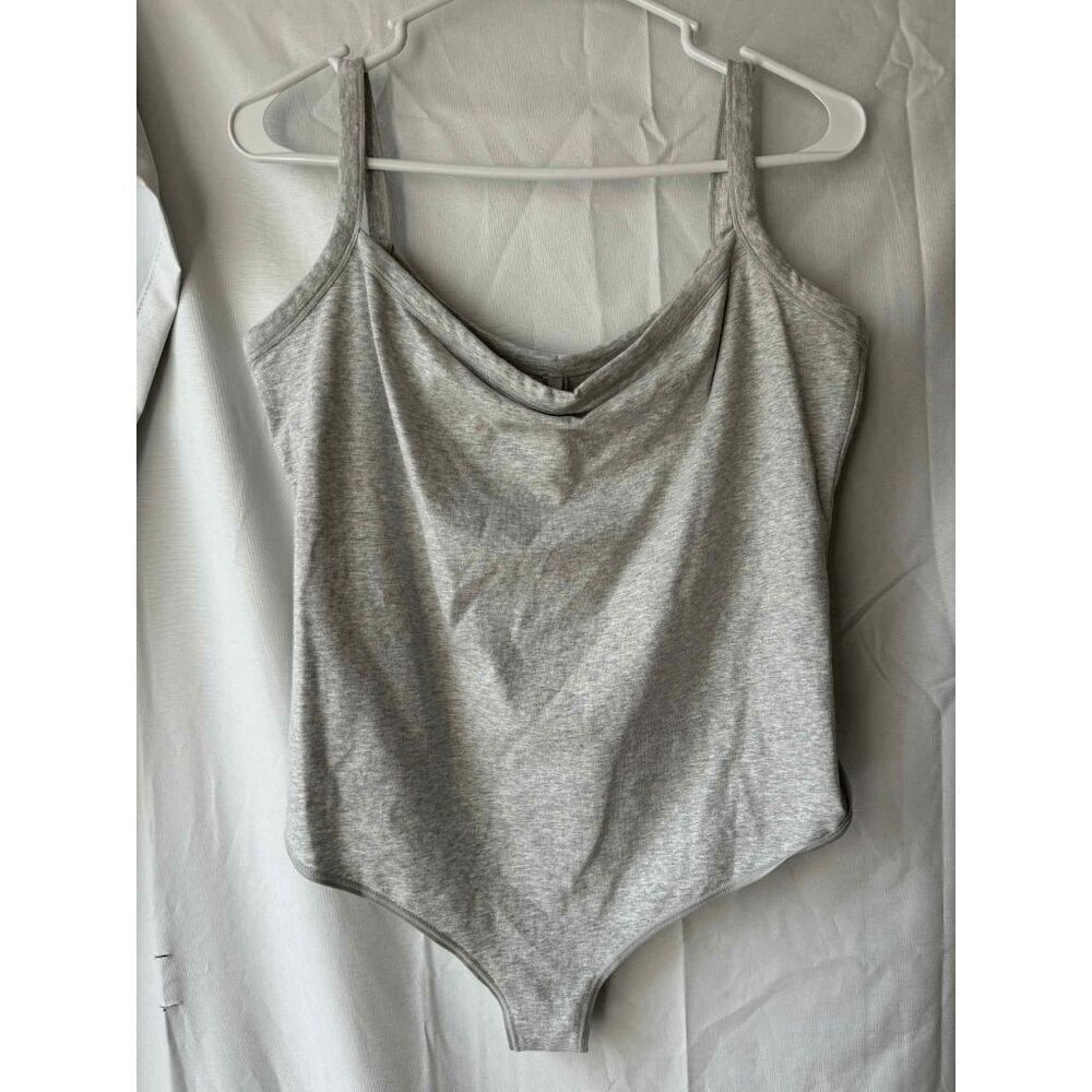 Skims Cotton Jersey Scoop Neck Bodysuit in Light Heather Grey Womens Size 2X